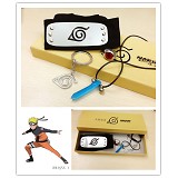 Naruto anime headband+necklace+ring+keychains set