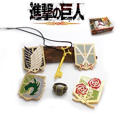 Attack on Titan anime pins+neckalce+ring