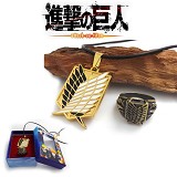 Attack on Titan Recon Corps anime ring+necklace