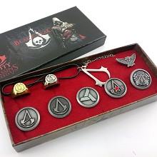 Assassin's Creed necklace+ring+brooch set(9pcs a set)