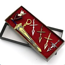 Fate Stay Night necklaces+key chain set(6pcs a set)