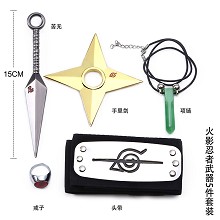 Naruto anime cos headband+ring+necklace+key chain+weapon a set