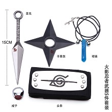 Naruto anime cos headband+ring+necklace+key chain+weapon a set
