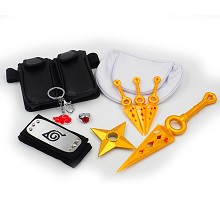 Naruto necklace+ring+key chain+headband+weapons a set