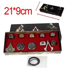 ssassin's Creed anime necklace+keychain+rings set(11pcs a set)