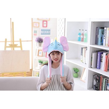Cute Elephant Plush Hat Ear Shape Can Move Cap Plush Gift Dance Toy Velvet