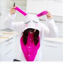 Cartoon animal Love Rabbit flano pajamas dress hoodie
