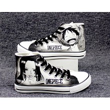One Piece Luffy+Hancock anime canvas shoes student plimsolls a pair