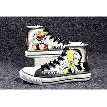 One Piece Luffy+Sanji anime canvas shoes student plimsolls a pair
