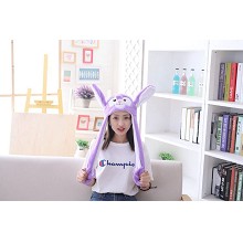 Cute Rabbit Plush Hat Ear Shape Can Move Cap Plush Gift Dance Toy Velvet