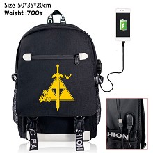 The Legend of Zelda USB charging laptop backpack school bag