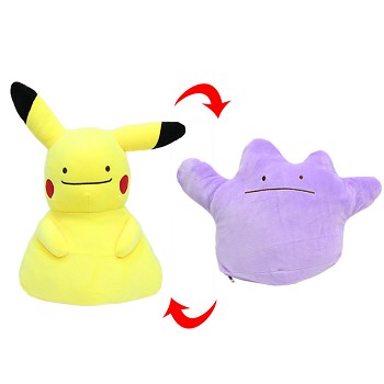 12inches Pokemon Ditto and Pikachu anime two-sided plush pillow