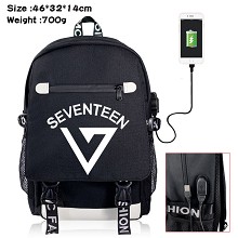 Seventeen star USB charging laptop backpack school bag