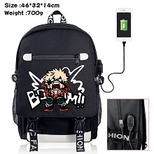  My Hero Academia anime USB charging laptop backpack school bag 