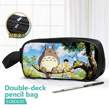 Totoro anime double deck pencil bag pen bag