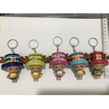 One Piece Chopper anime figure doll key chains set(5pcs a set)