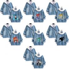 Fairy Tail fake two pieces denim jacket hoodie cloth