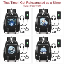 Tensei shitari slime USB charging laptop backpack school bag