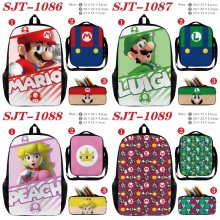 Super Mario anime nylon backpack bag shoulder pencil case set