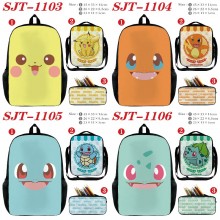 Pokemon anime nylon backpack bag shoulder pencil case set