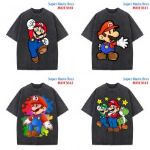Super Mario anime short sleeve wash water worn-out cotton t-shirt