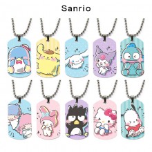 Sanrio Melody kitty Cinnamoroll Kuromi dog tag military army necklace