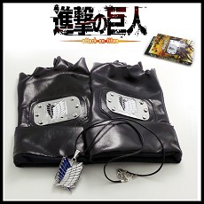Attack on Titan anime gloves+necklace