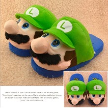 Super Mario anime plush slippers shoes set(green)