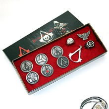 Assassin's Creed necklace+brooch+ring set(10pcs a set)