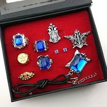 Kuroshitsuji rings+earrings+brooches+necklace set(...