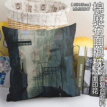 Castle in the Sky two-sided cotton fabric pillow
