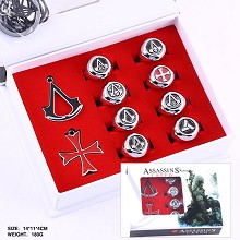 Assassin's Creed necklace+keychain+rings set(10pcs...