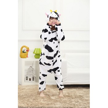 Cartton animal cow flano bpyjama pajamas dress hoodie