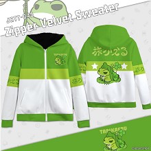 Travel Frogwas zipper velvet sweater hoodie