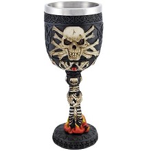 Stainless Steel 3D Skull Skeleton Gothic Goblet Party Glass Cup