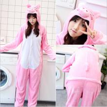 Cartoon animal Pink Pig flano pajamas dress hoodie