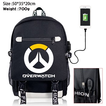 Overwatch game USB charging laptop backpack school bag