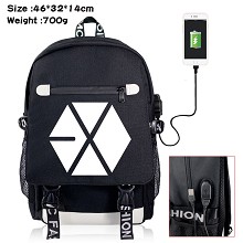  EXO star USB charging laptop backpack school bag 