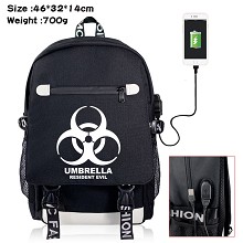 Resident Evil USB charging laptop backpack school bag