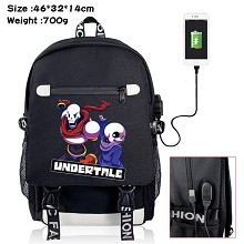 Undertale game USB charging laptop backpack school...