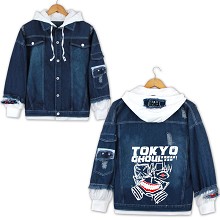  Tokyo ghoul anime fake two pieces denim jacket hoodie cloth 