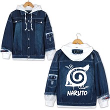 Naruto anime fake two pieces denim jacket hoodie cloth