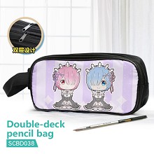 Re:Life in a different world from zero anime double deck pencil bag pen bag