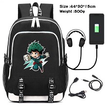 My Hero Academia anime USB charging laptop backpack school bag