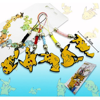 Pokemon pikachu anime phone straps(5pcs a set)