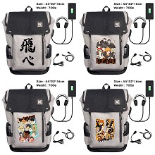 Haikyuu anime USB charging laptop backpack school ...