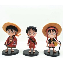 One piece Luffy anime figures set(3pcs a set) no box