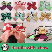 Demon Slayer anime hair tie with a bow hair ring head rope