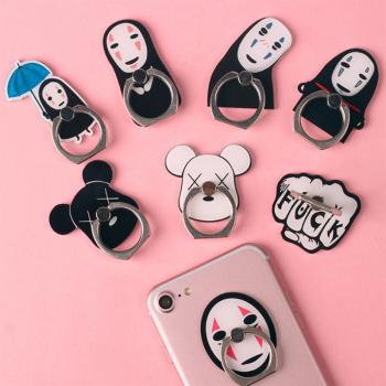 No Face man anime mobile phone ring iphone finger ring round