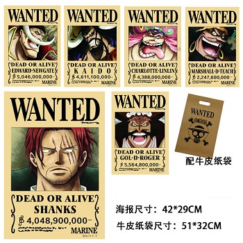 One piece wanted anime posters set(6pcs a set)